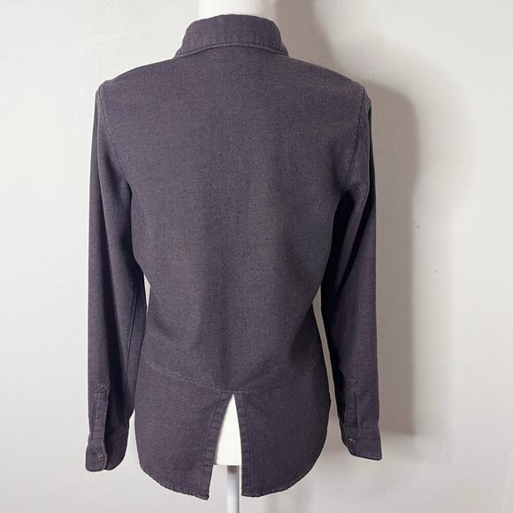 The North Face Women's Button Up Shirt S Purple Gray Tulip Slit Hem Textured Top - Picture 5 of 7
